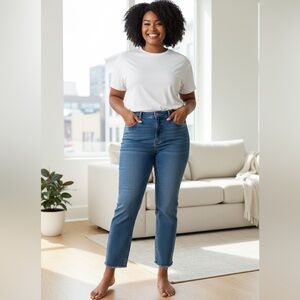 Eunina High Rise Denim Blue Jean SZ 11/30 Women Crop  Straight Streetwear Casual